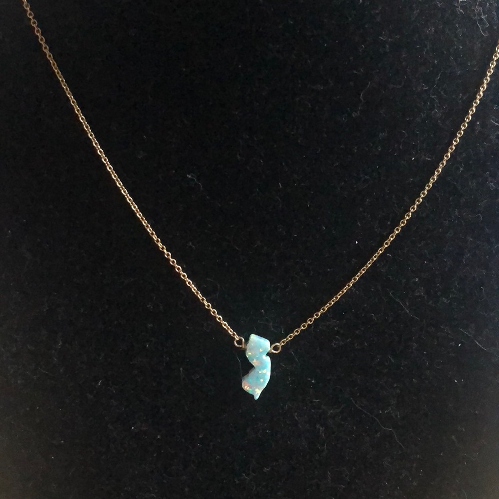Goldtone blue opal NJ necklace